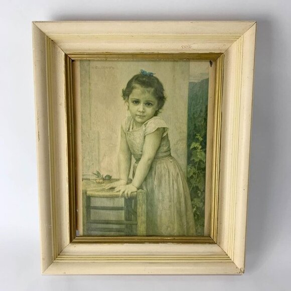William Bouguereau Girl with Cherries Vintage/Antique Framed Print - Picture 2 of 9